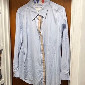 Liz Claiborne Light Blue Shirt with Tan Stripe